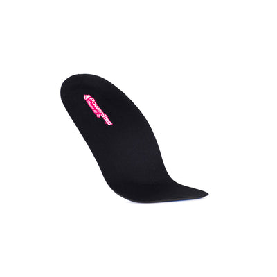Floating SlenderFit Arch Support Insoles for pronation, arch support shoe inserts for women, 3/4 shoe inserts, insoles for pronation, mild overpronation, neutral arch support for plantar fasciitis, arch support to correct malalignment from pronation, arch support for tighter fitting dress shoes, orthotic insoles for heels, ultra-thin shoe inserts, help prevent haglund’s deformity, help prevent bunions from wearing high heels #color_black