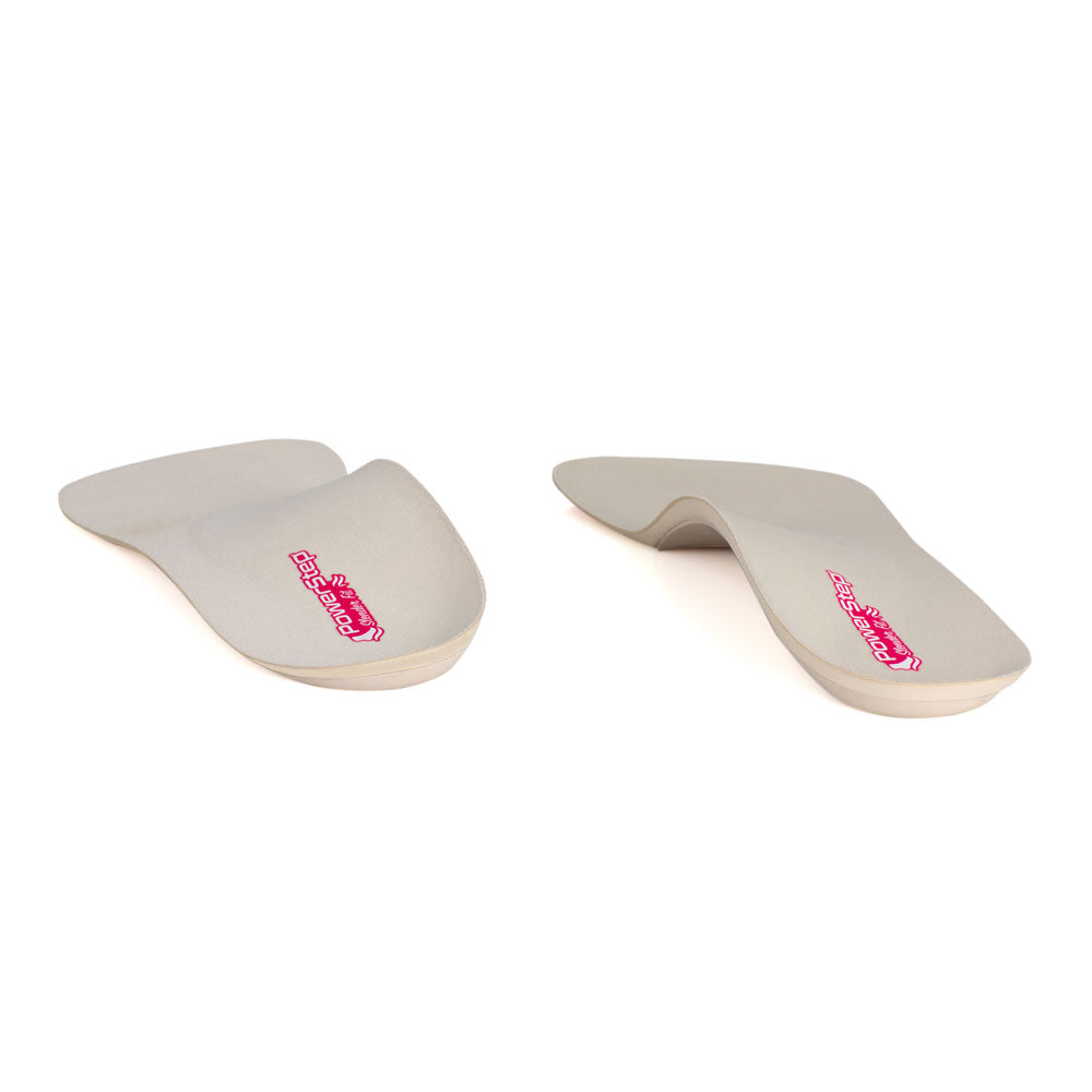 View of SlenderFit orthotic arch support dress shoe inserts from heel to toe, low profile insoles relieve foot, arch, and heel pain, and sore, aching feet, shoe insoles for tighter fitting high heels, women’s orthotic 3/4 shoe inserts, neutral arch support helps to correct pronation and prevent plantar fasciitis, ultra-thin shoe orthotics with arch support for women’s high heels, shoe inserts with arch support for high heels, help prevent haglund’s deformity and bunions #color_khaki