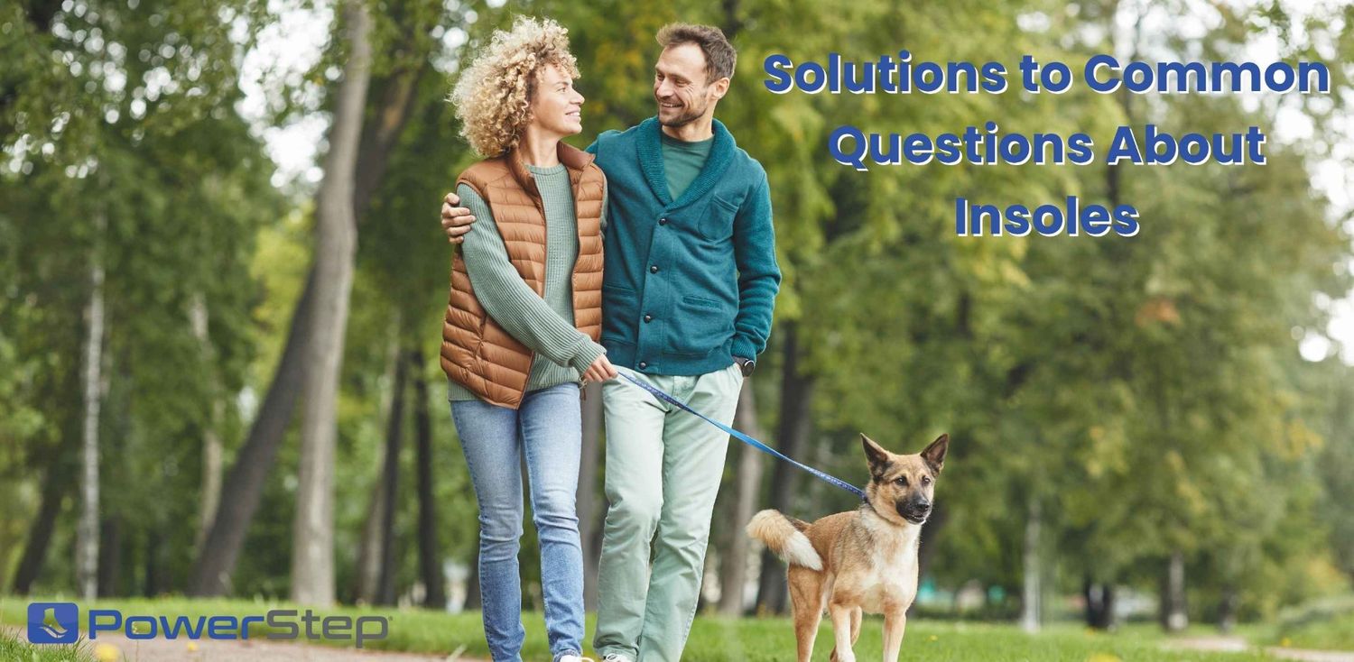 Couple walking their dog in the park