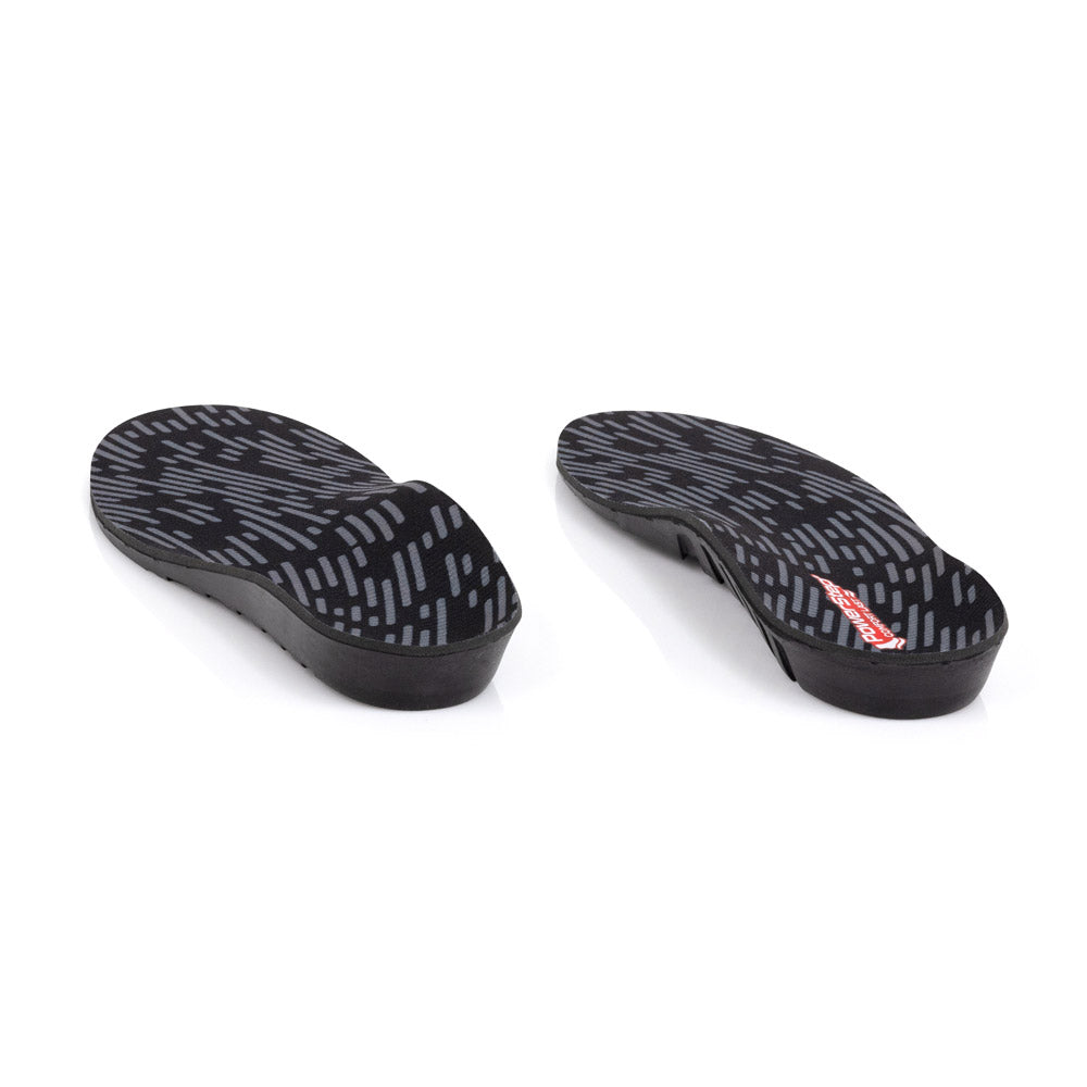 View of ComfortLast shoe inserts from heel to toe, shock absorbing gel from heel to arch softens impact of each step, relieves metatarsal pain, foot, arch, and heel pain, and sore, aching feet, shoe insoles for walking