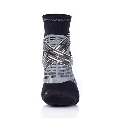 PowerStep Dynamic Ankle Support Sock front view, offers targeted compression and enhanced support, alignment and stability