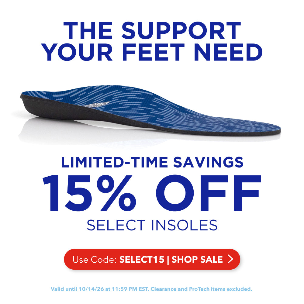 The support your feet need. Limited-time savings: 15% off select insoles. Use code: SELECT15 at checkout. Shop sale. Valid until 10/14/26 at 11:59PM EST. Clearance and ProTech items excluded.