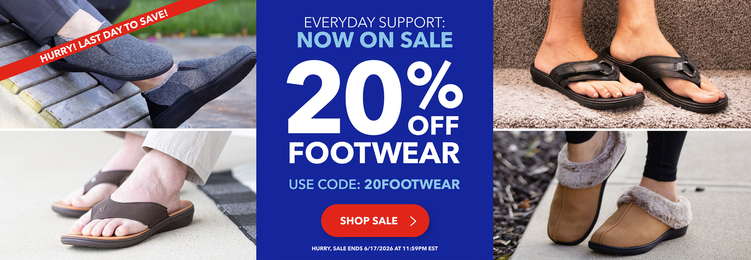 Everyday Support: Now On Sale! 20% off PowerStep Footwear. Use code 20FOOTWEAR. Shop Sale. Hurry! Last day to save, sale ends 6/17/2026 at 11:59PM EST.