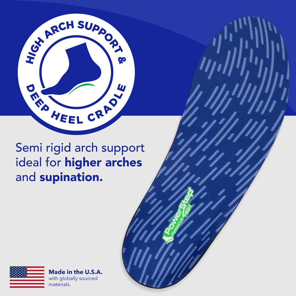 High arch support & deep heel cradle: Semi rigid arch support ideal for higher arches and supination. Made in the USA with globally sourced materials.