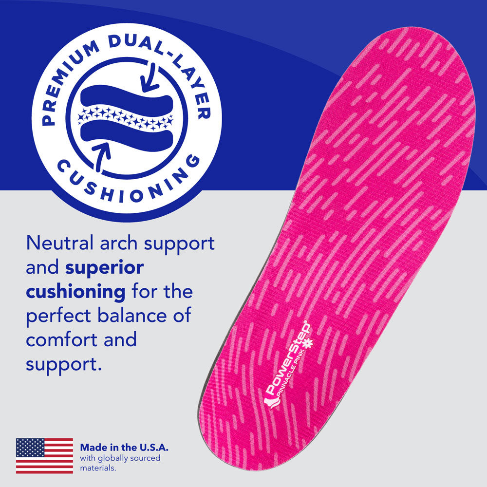 Premium dual-layer cushioning: Neutral arch support and superior cushioning for the perfect balance of comfort and support. Made in the USA with globally sourced materials.