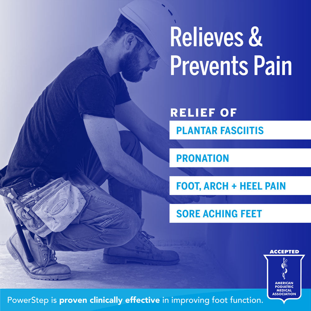 Relieves & Prevents Pain: Relief of plantar fasciitis, pronation, foot, arch, and heel pain, sore, aching feet. PowerStep is proven clinically effective in improving foot function. Accepted by the American Podiatric Medical Association.