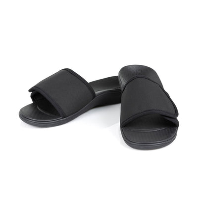 powerstep orthotic arch supporting slide sandals for men, black slide sandals, slip-on shoe #color_black