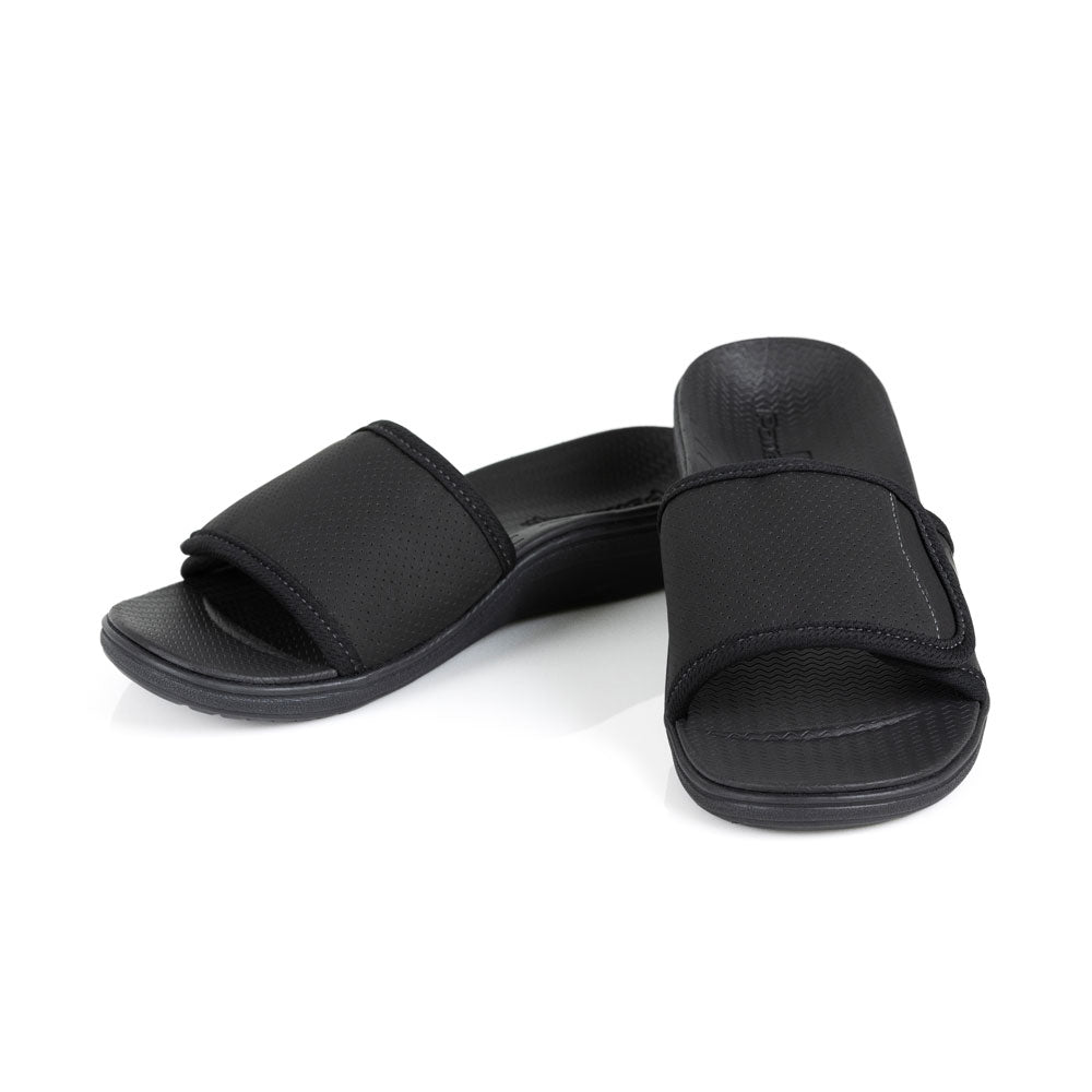 powerstep orthotic arch supporting slide sandals for women, black slide sandals, slip-on shoe #color_black