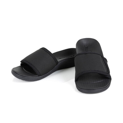 powerstep orthotic arch supporting slide sandals for women, black slide sandals, slip-on shoe #color_black