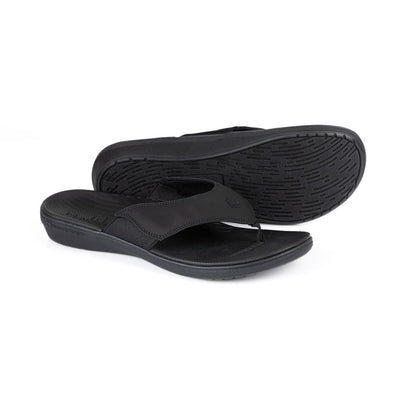 powerstep orthotic arch supporting sandals for men, black sandals, base of sandal with traction #color_black