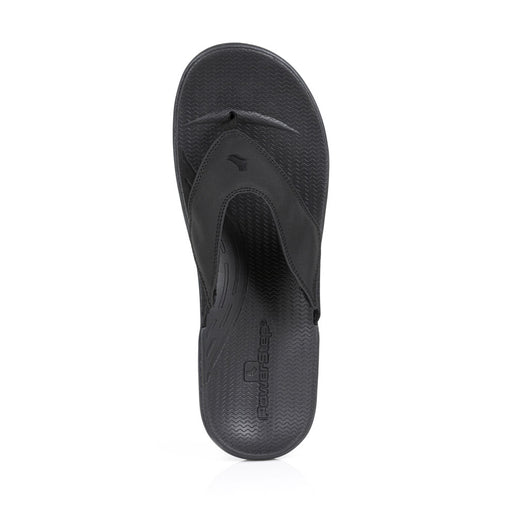 powerstep orthotic arch supporting sandals for men, black sandals, top view of sandal #color_black