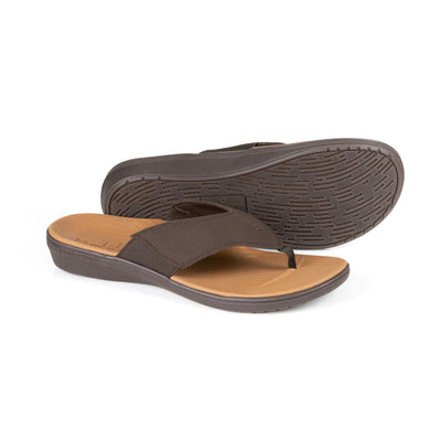 powerstep orthotic arch supporting sandals for men, brown sandals, base of sandal with traction #color_brown-tan