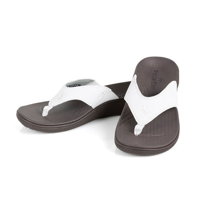 powerstep orthotic arch supporting sandals for women, white and brown sandals #color_white-brown