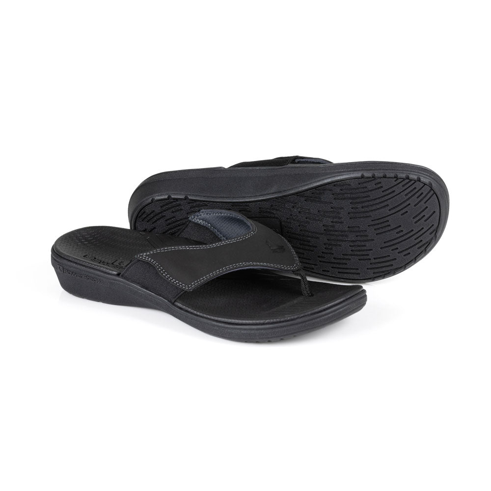 powerstep orthotic arch supporting sandals for women, black sandals, base of sandal with traction #color_black