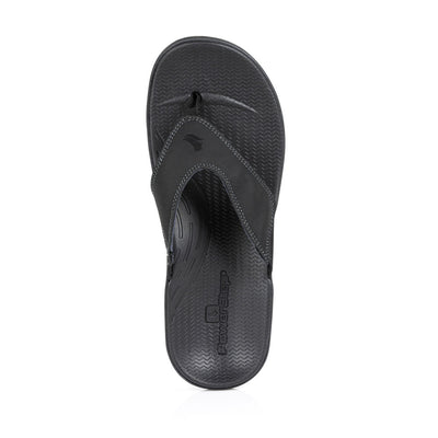 powerstep orthotic arch supporting sandals for women, black sandals, top view of sandal #color_black