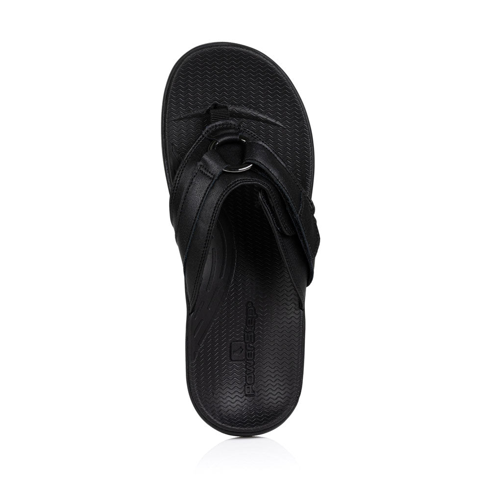 powerstep orthotic arch supporting fashion dress sandals for women, black fashion dress sandals, top view of sandal #color_black