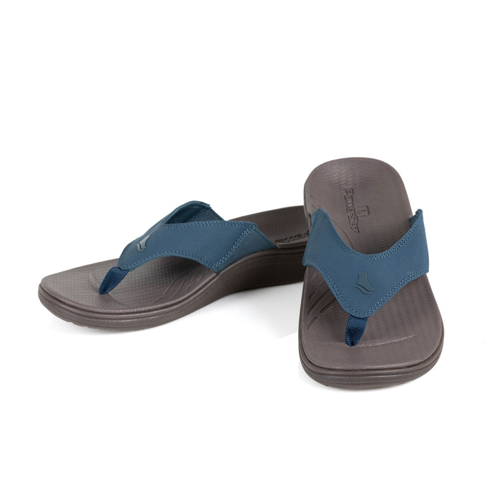powerstep orthotic arch supporting sandals for women, navy and brown sandals #color_navy-brown