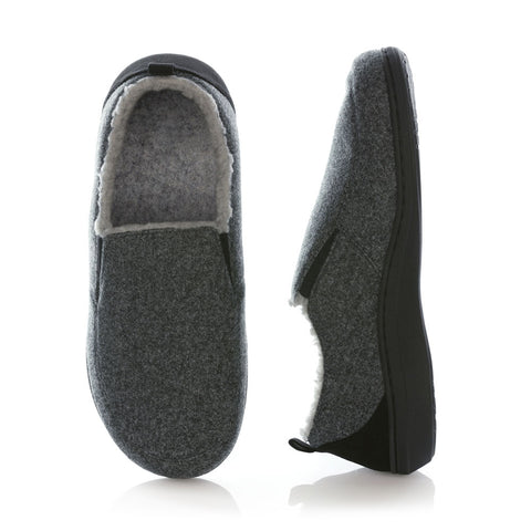 Mens Slippers with Arch Support, Canvas 11 Black ( Built-in Fleece Insoles ) NEW Kuru Brown Fleece Slip-On Slippers Men Size 12.5 Arch  main image 2