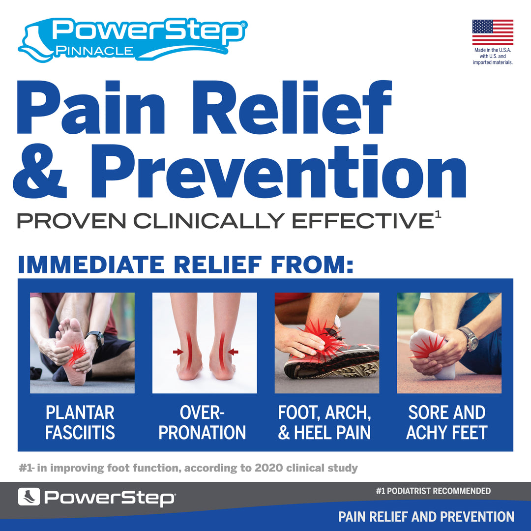PowerStep Pinnacle Insoles Plantar Fasciitis Pain Relief Orthotic