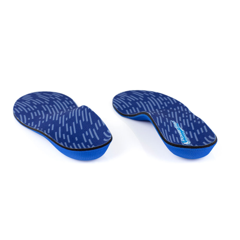 View of Pinnacle Neutral orthotic arch support shoe inserts from heel to toe, relieves foot, arch, and heel pain, and sore, aching feet, shoe insoles for walking, men’s orthotic shoe inserts, women’s orthotic shoe inserts, neutral arch support helps to correct pronation and prevent plantar fasciitis